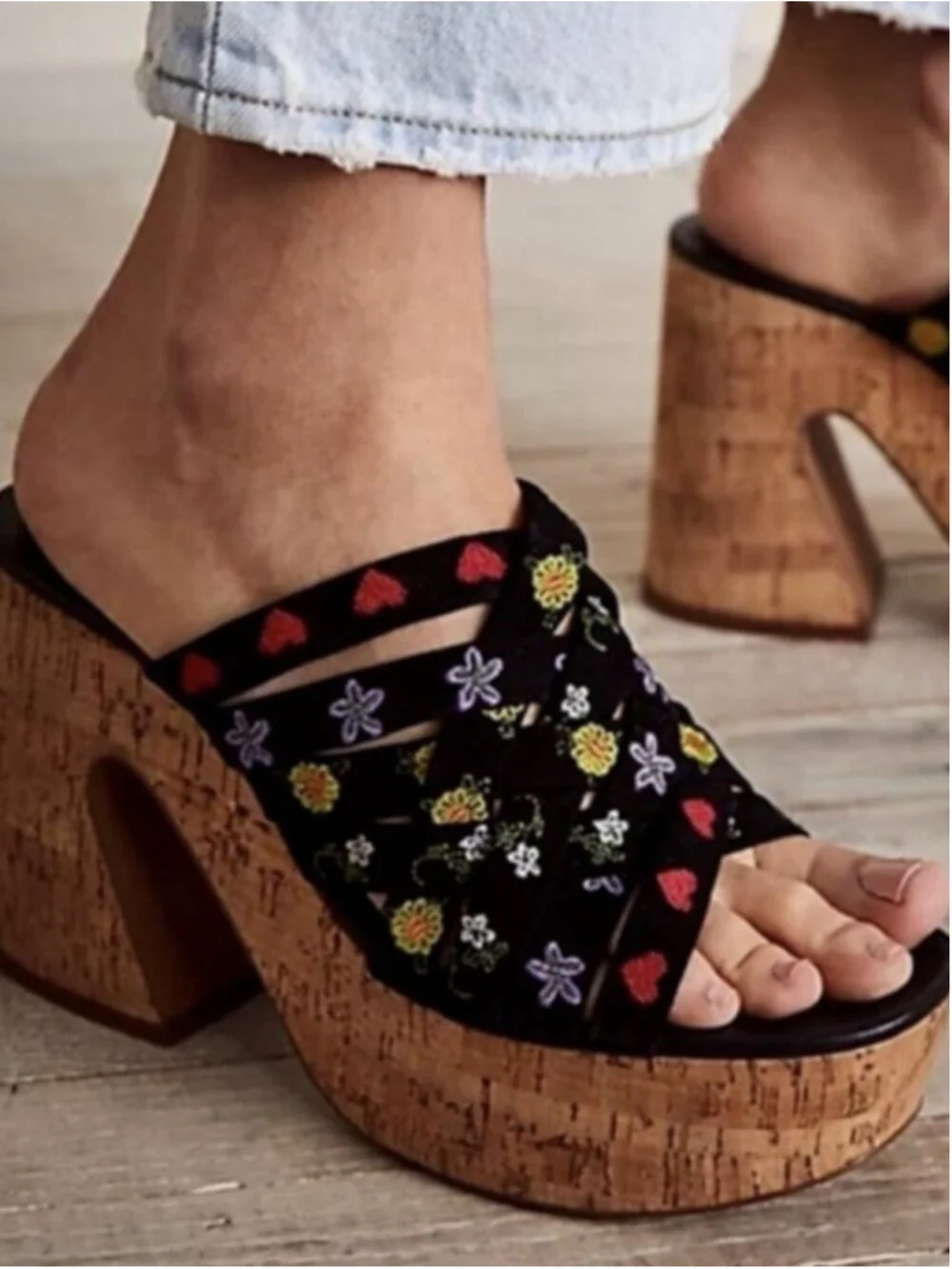 Free People | Lisbon Platform Mules In Black Suede Combo